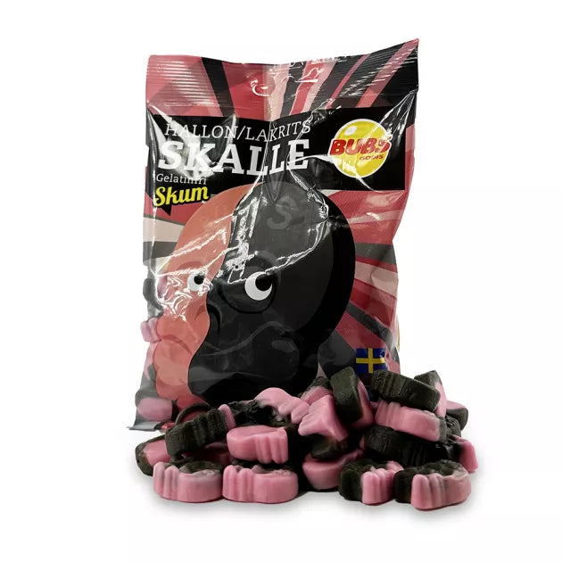 BUBS RASPBERRY LIQUORICE FOAM SKULL